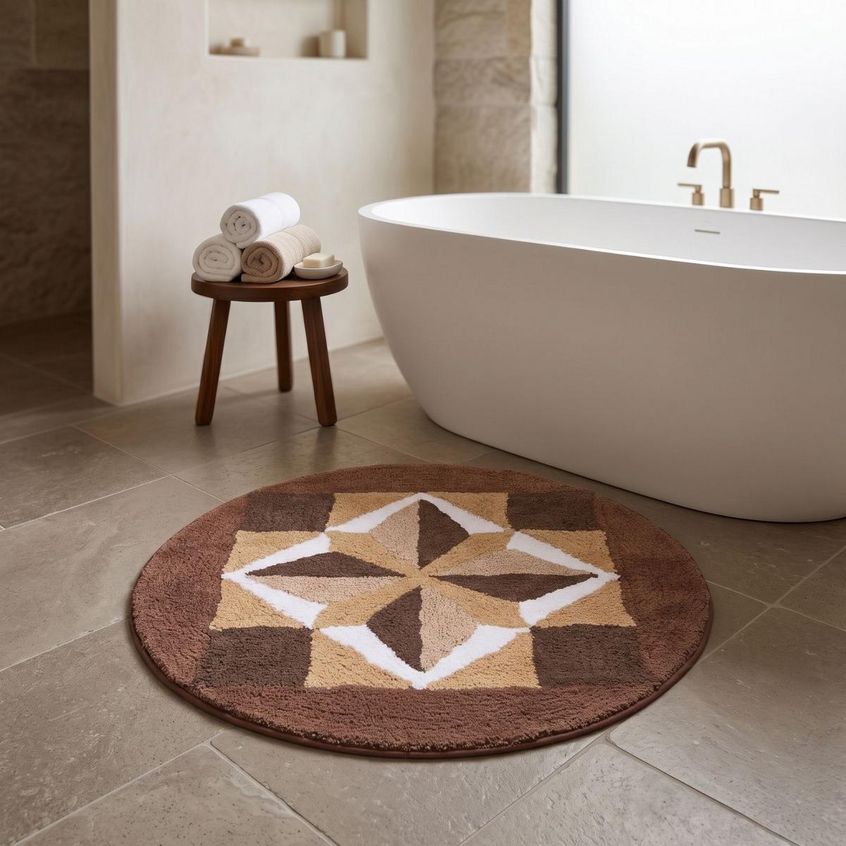 BADTEPPICH Mosaik, rund 60 cm, 100 % Baumwolle - Braun, Textil (60/60cm) - Homescapes
