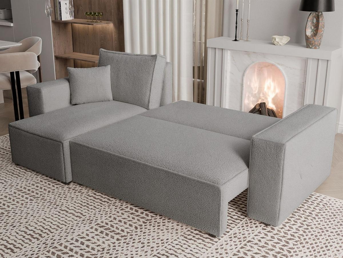ECKSOFA Adara Mit Schlaffunktion - Grau, Holzwerkstoff/Textil (244/145cm) - Fun Möbel