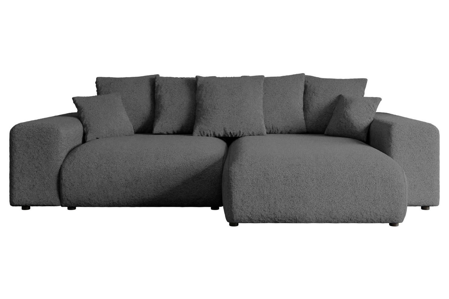 ECKSOFA Ottomane rechts ESKAR-L 266x176x72 Platinfarben Bouclé - Platinfarben/Schwarz, Holzwerkstoff/Kunststoff (176/266cm) - ALTDECOR