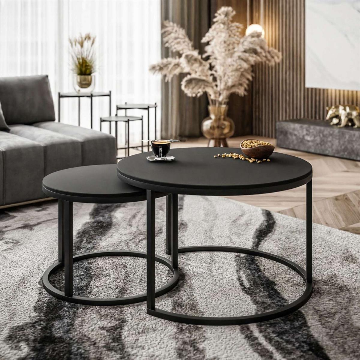 COUCHTISCH CIRI SLIM 2-in-1 schwarz matt - Schwarz, Holzwerkstoff (70/70/48cm) - Lookway