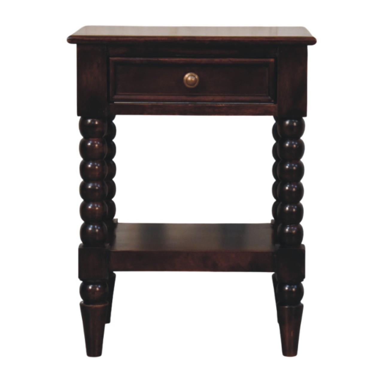 NACHTKASTEN Vienna, 1 Schublade und Offenes Regal, Dunkelbraun - Dunkelbraun/Messingfarben, Holz/Metall (45/60/35cm) - Artisan Furniture