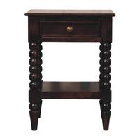 NACHTKASTEN Vienna, 1 Schublade und Offenes Regal, Dunkelbraun - Dunkelbraun/Messingfarben, Holz/Metall (45/60/35cm) - Artisan Furniture