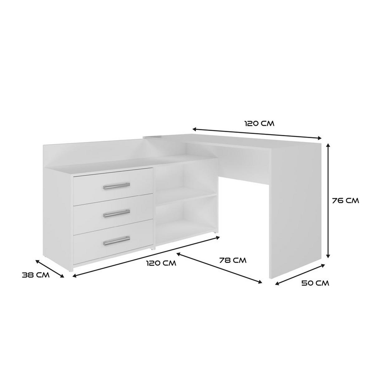 SCHREIBTISCH Weiß 120/76/50 - Weiß, Holzwerkstoff (90/50/76cm) - RAUMHIRSCH FURNITURE