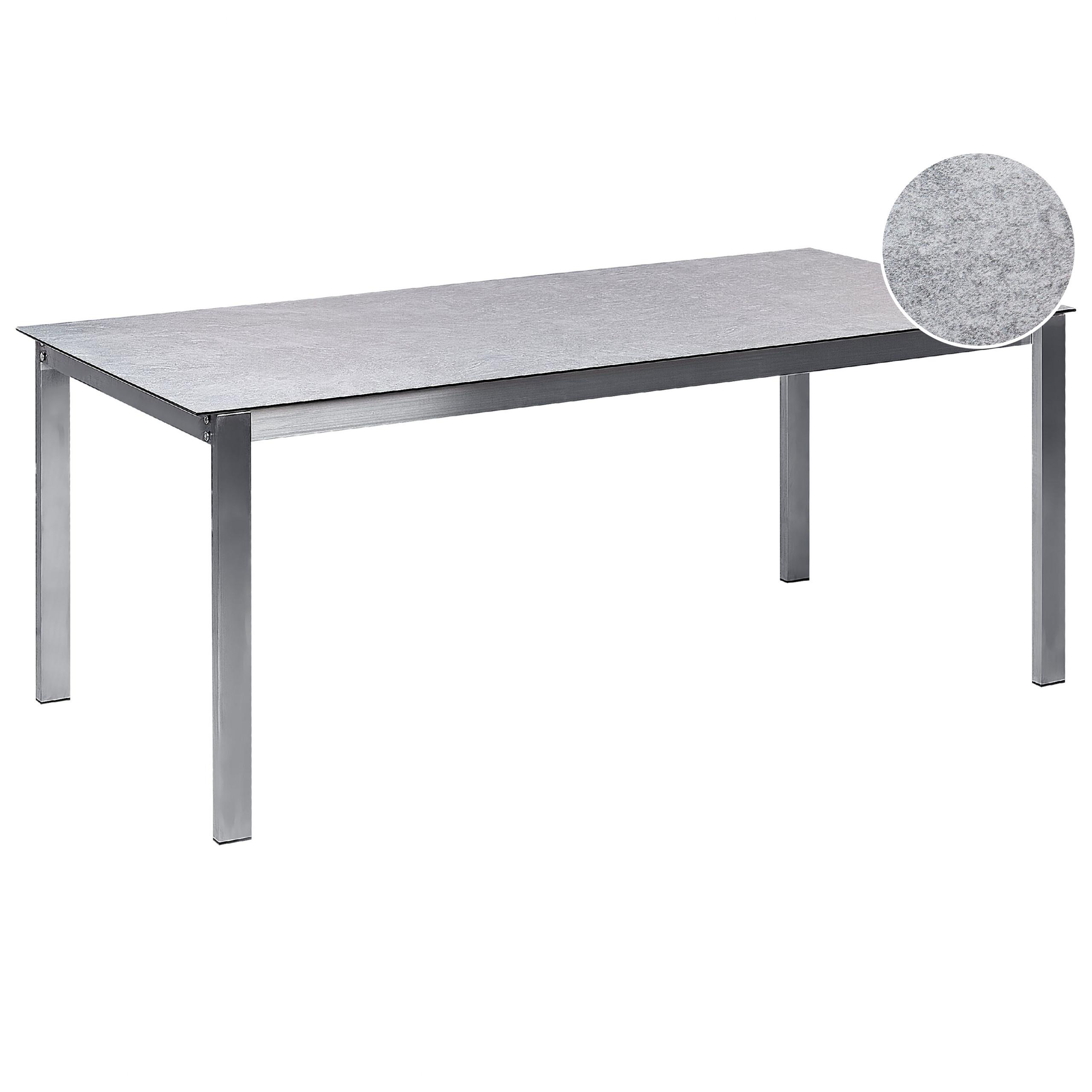 GARTENTISCH Keramik-Glas grau 180/90 cm Cosoleto - Silberfarben/Grau, Glas (180/90/75cm) - Beliani