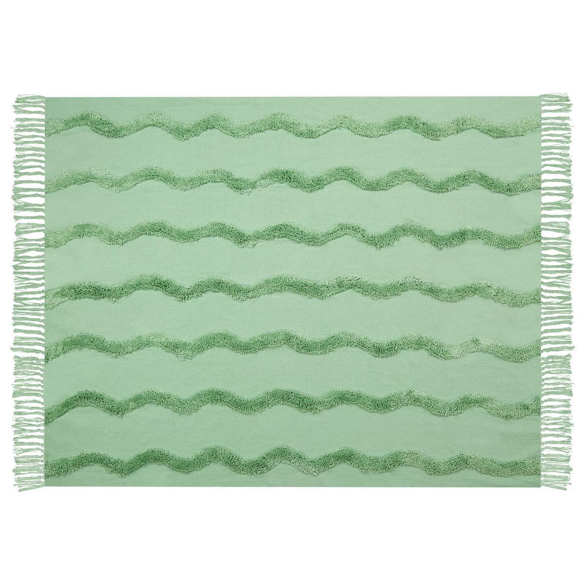 DECKE Hellgrün Khari 125/150 cm - Hellgrün, Naturmaterialien/Textil (125/150cm) - Beliani