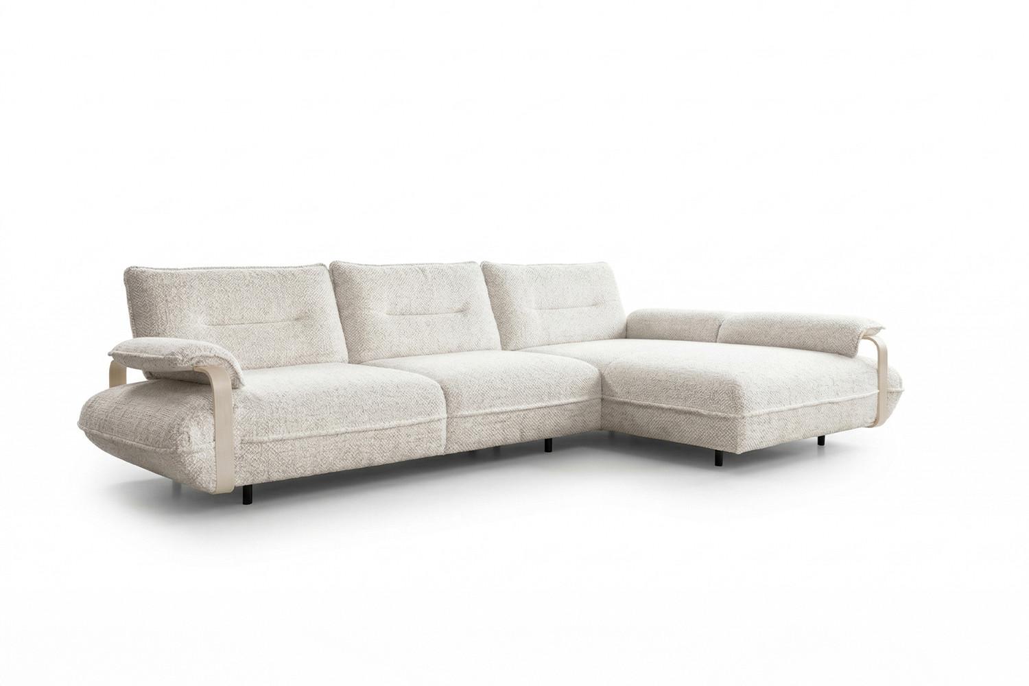 ECKSOFA ANISSA Cremeweiß Flachgewebe - Creme/Schwarz, Kunststoff/Textil (185/297cm) - KAWOLA