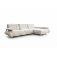 ECKSOFA ANISSA Cremeweiß Flachgewebe - Creme/Schwarz, Kunststoff/Textil (185/297cm) - KAWOLA