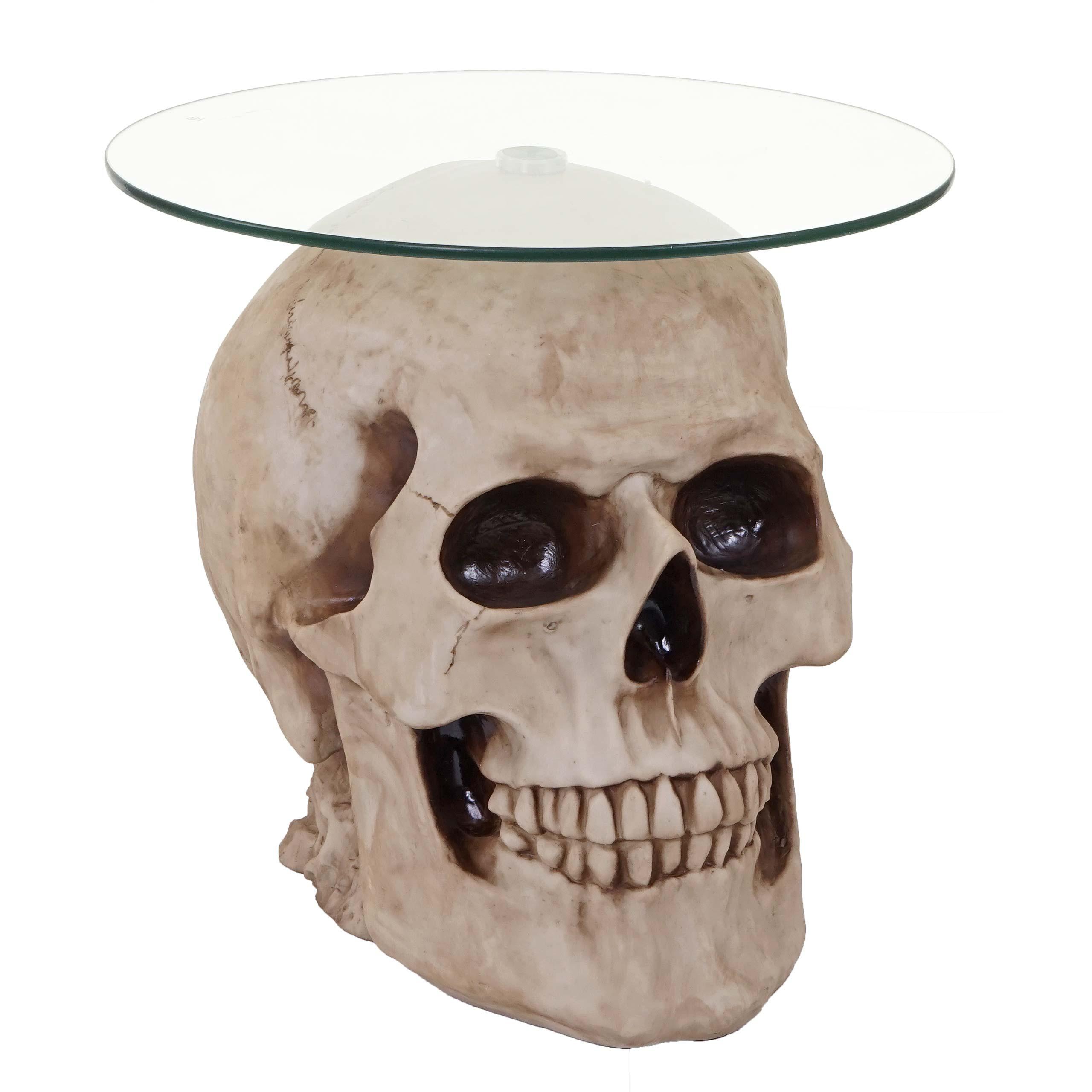 BEISTELLTISCH TOTENKOPF rund Beige - Beige, Stein (55/55/52cm) - MCW