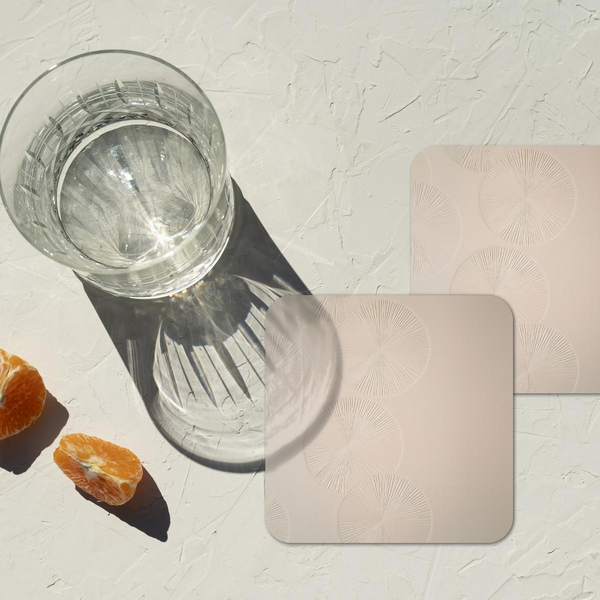 GLASUNTERSETZER 6er-Set Japandi - Beige - Modern Tischuntersetzer 10x10 cm - Beige, Naturmaterialien (10/0.2cm) - MuchoWow