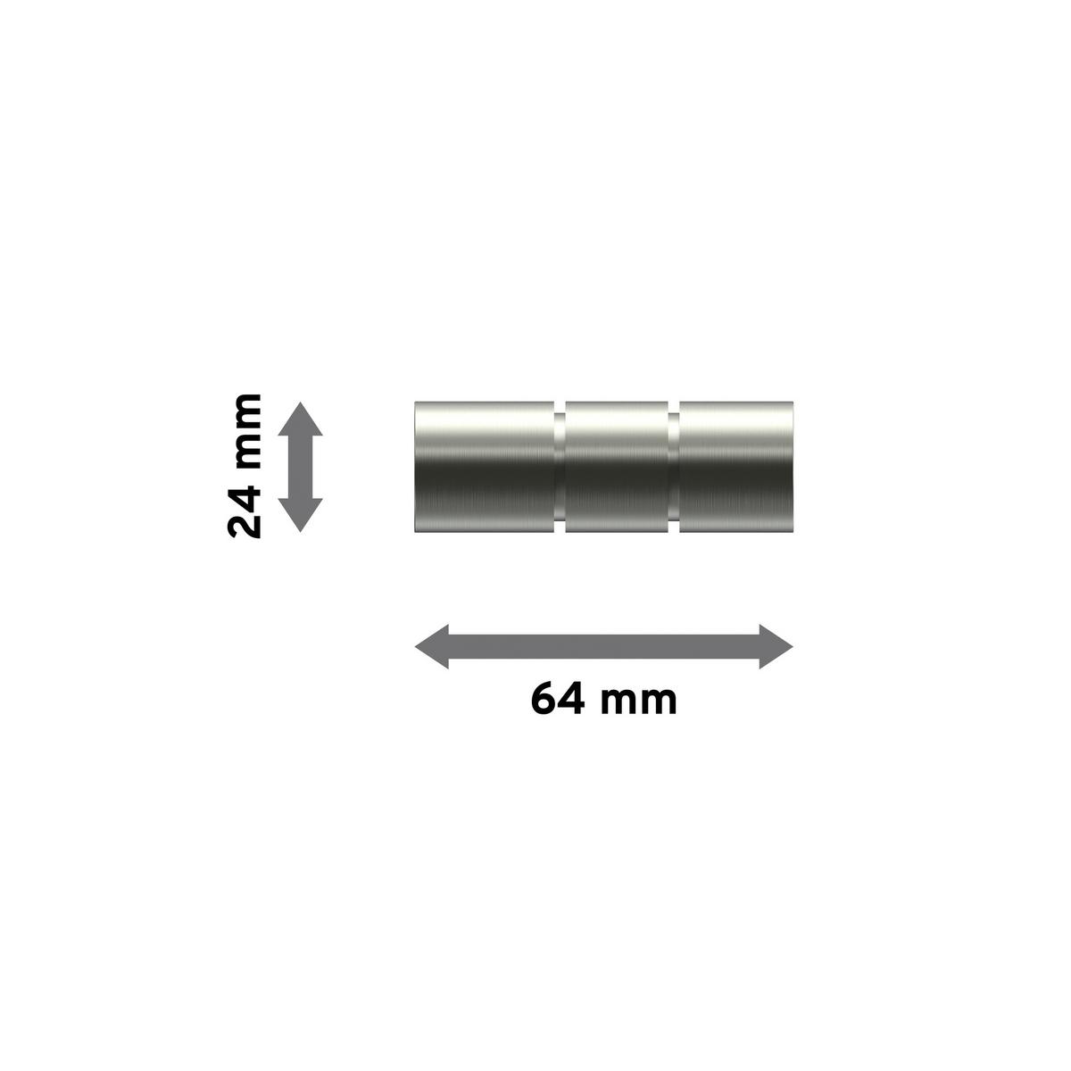 ENDSTÜCKE FÜR GARDINENSTANGEN 20 mm Ø, Elanto Edelstahl-Optik, Packung 2 Stück - Edelstahlfarben, Metall (6.4/2.4/2.4cm) - INTERDECO