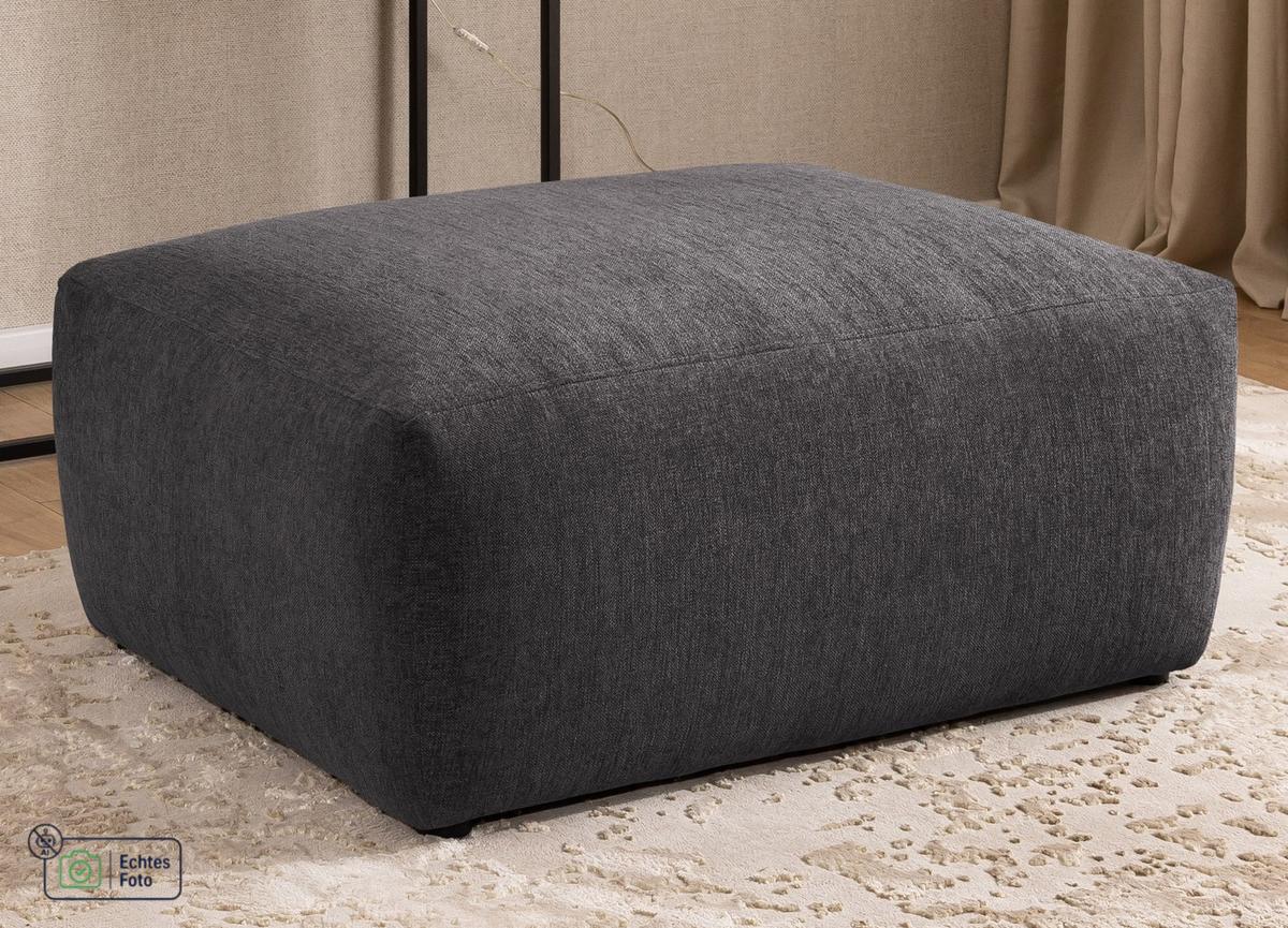 HOCKER Lennon aus Graphit Strukturstoff mit vielseitiger Nutzung - Graphitfarben/Schwarz, Holz/Kunststoff (102/42/76cm) - S-Style