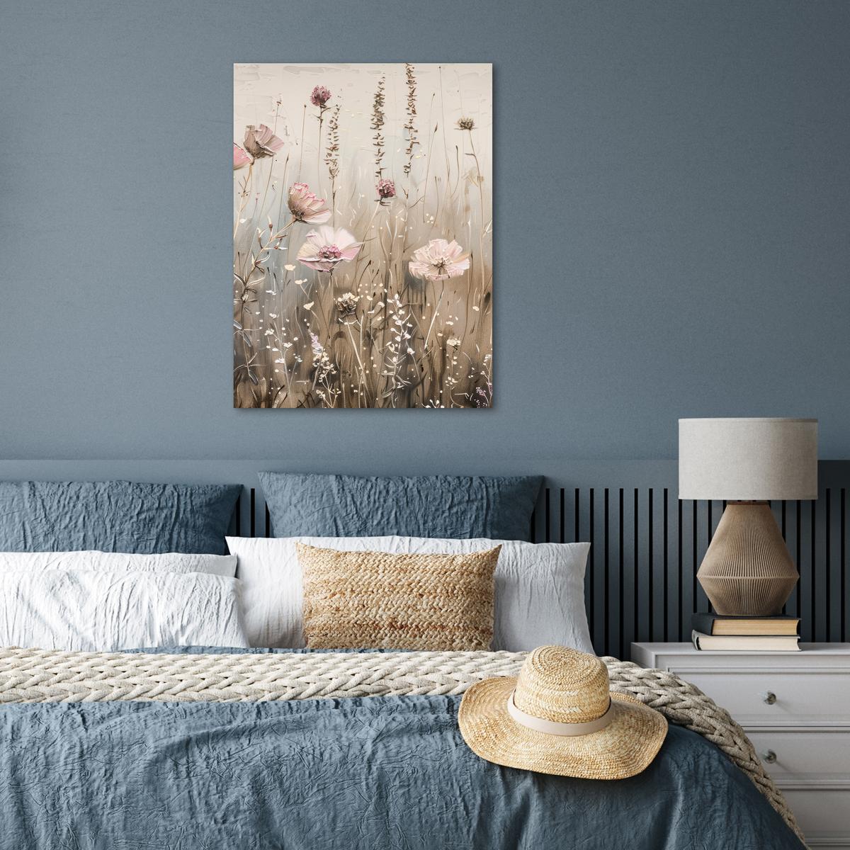 POSTER Blumen - Rosa - Modern - Beige Deko Wohnzimmer 60x80 cm - Beige, Papier (60/80/0.1cm) - MuchoWow