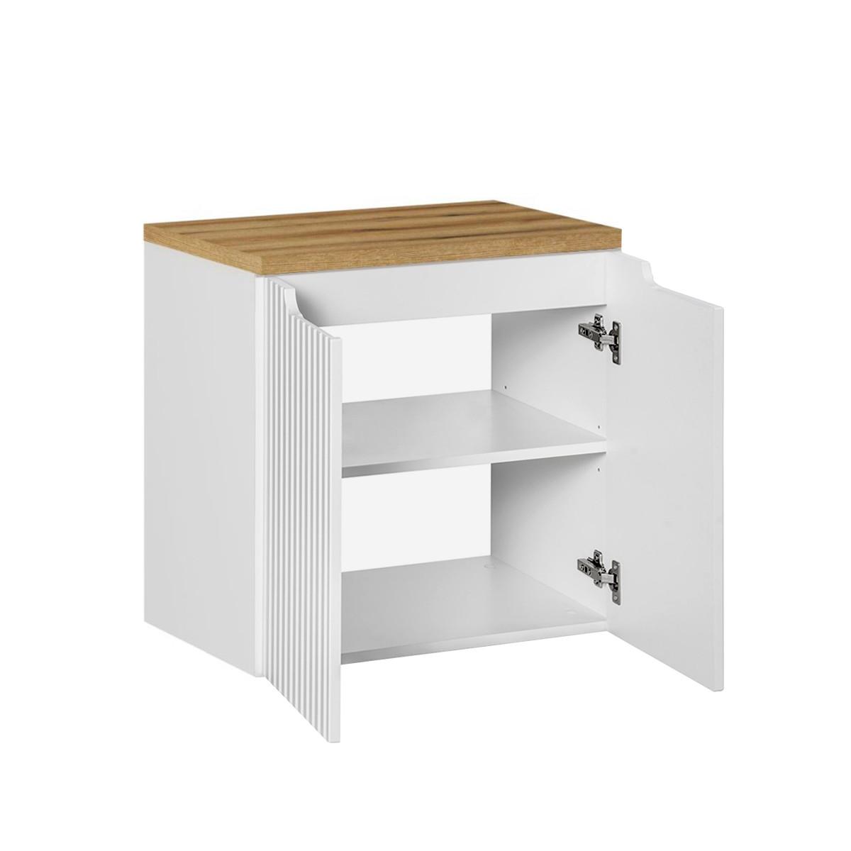WASCHTISCHUNTERSCHRANK 60cm Riva Weiß und Holz - Weiß, Holzwerkstoff (60/57/40cm) - Petits-meubles