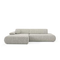 ECKSOFA DELTA L-S Grau Geflochtener Stoff mit Schlaffunktion - Grau, Holz (286/173.5cm) - MASSENO
