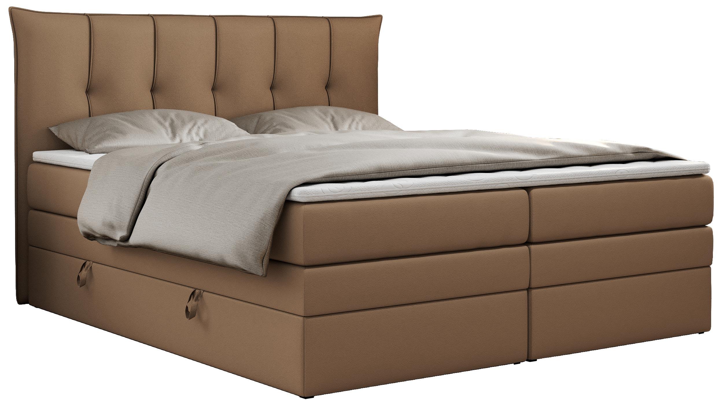BOXSPRINGBETT PREMIUM 10 KING 200/200 Braun Kunstleder - H3 - Braun, Holz/Textil (200/200cm) - MKS