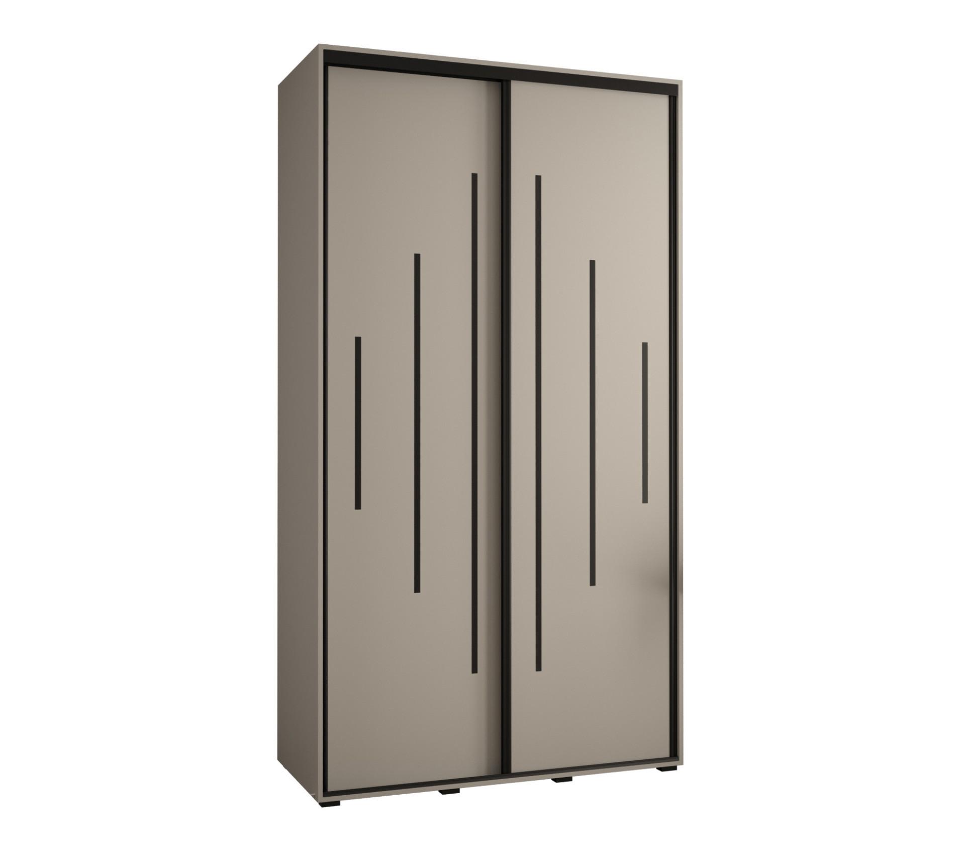 SCHWEBETÜRENSCHRANK 235,2/140/60 2-türig - Kaschmir/Schwarz, Holz/Metall (140/235.2/60cm) - MÖBEL KRYSPOL