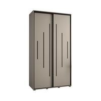 SCHWEBETÜRENSCHRANK 235,2/140/60 2-türig - Kaschmir/Schwarz, Holz/Metall (140/235.2/60cm) - MÖBEL KRYSPOL