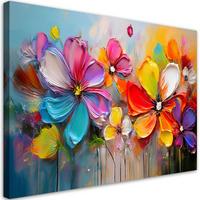 WANDBILD abstrakte pastellfarbene bunte blumen - Multicolor, Textil (60/40cm) - Feeby