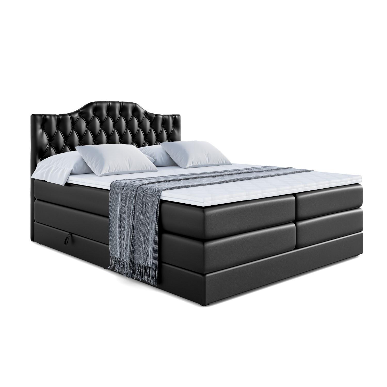 BOXSPRINGBETT VILA-1 KING - 120x200 - H3/H4 - Schwarz Hochglanz - Schwarz Hochglanz, Holzwerkstoff (120/200cm) - ALTDECOR