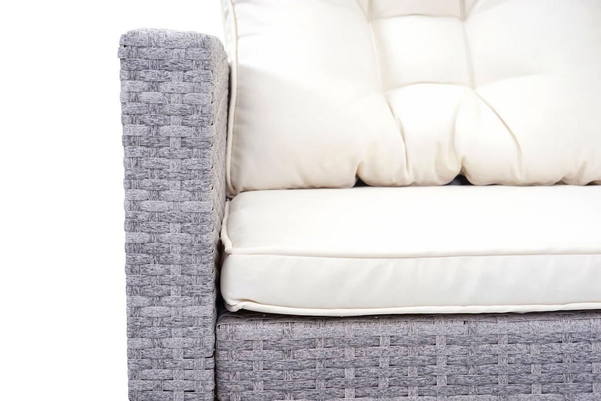 POLY-RATTAN-GARNITUR Hellgrau - Hellgrau, Kunststoff - MCW