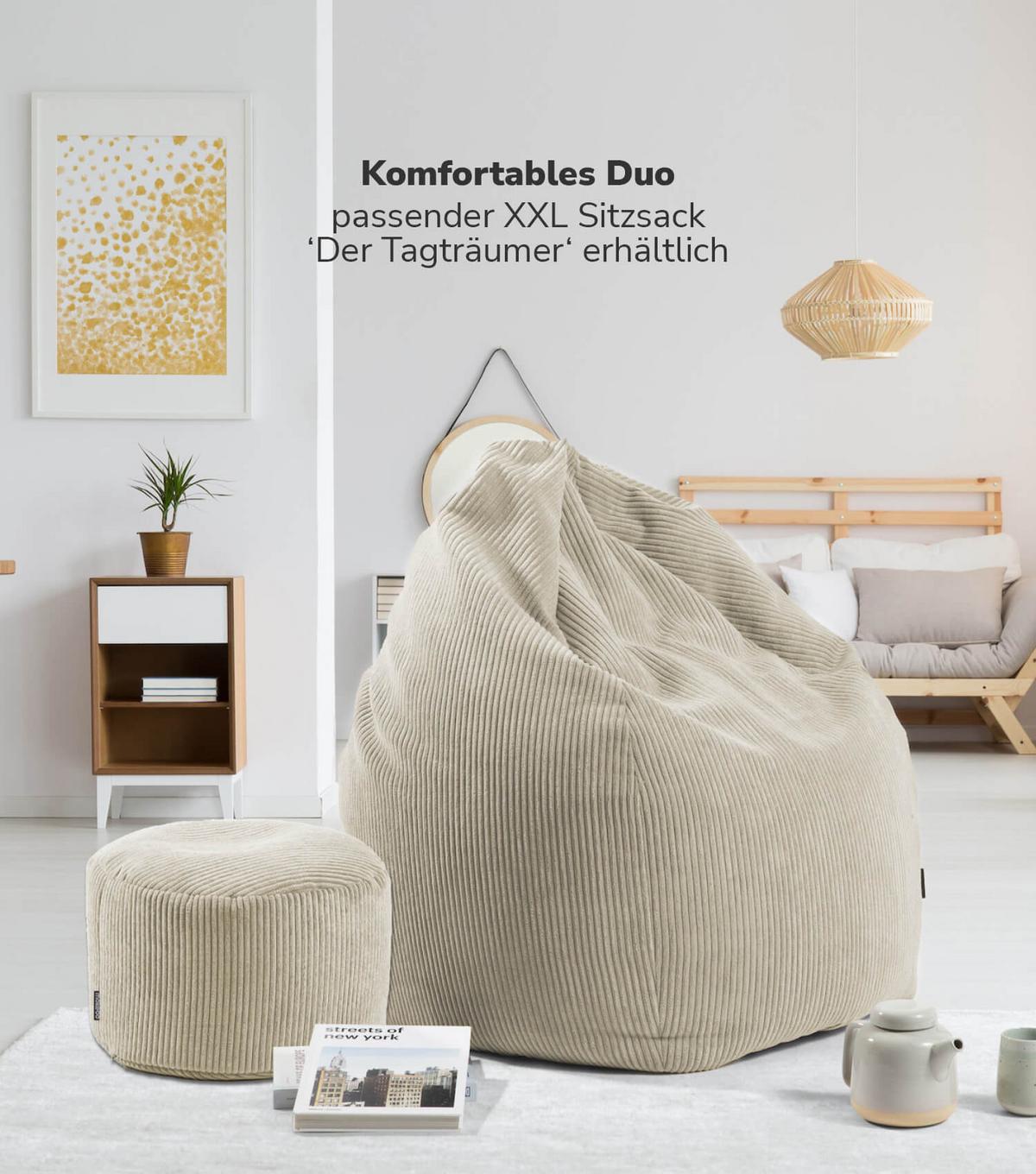 POUF Cord Der Faule Lenz - Beige, Textil (50/30/50cm) - Mokebo