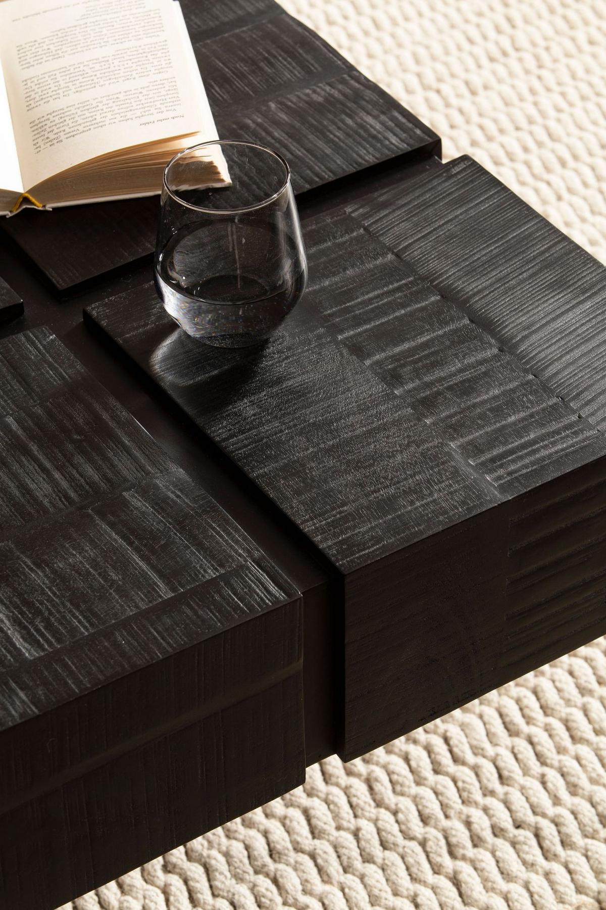 COUCHTISCH Massivholz Quadratisch Metallgestell Würfel-Form Modern, Schwarz 60x60x40 cm - Schwarz, Holz/Metall (60/60/40cm) - KADIMA DESIGN