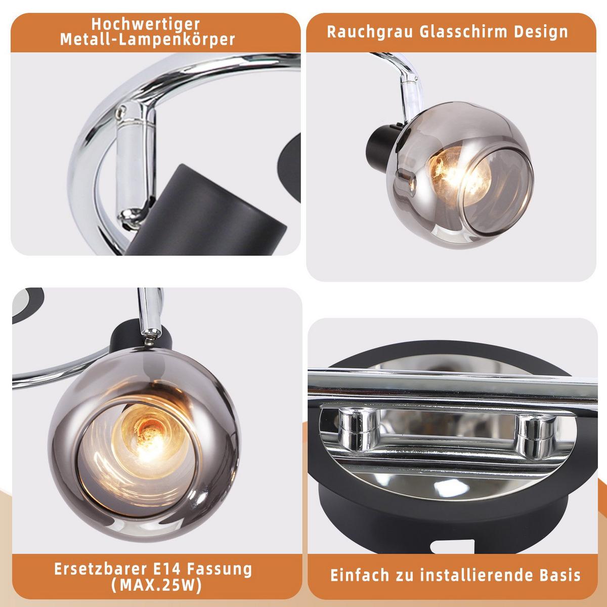 DECKENSTRAHLER Lecompte 3-flammig 36/16/9.8cm - Dunkelgrau, Metall (36/16/9.8cm) - Nettlife