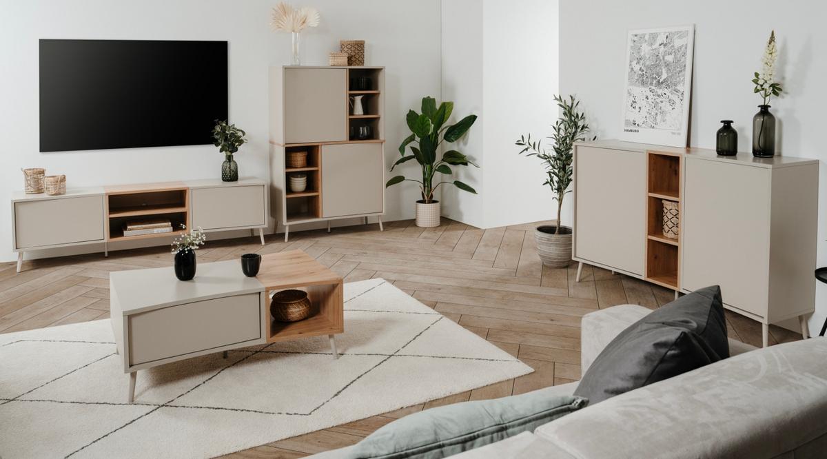 COUCHTISCH Kaschmir, Eiche Artisan 94 x 60 cm, Wohnzimmertisch mit Stauraum - Kaschmir/Eiche Artisan, Holzwerkstoff (60/94/40cm) - Furn.Design