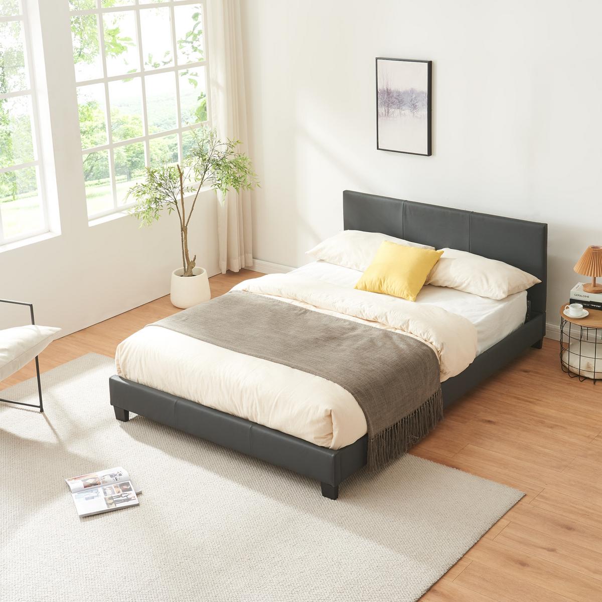 POLSTERBETT Albacete - Dunkelgrau, Textil (140/200cm) - Corium