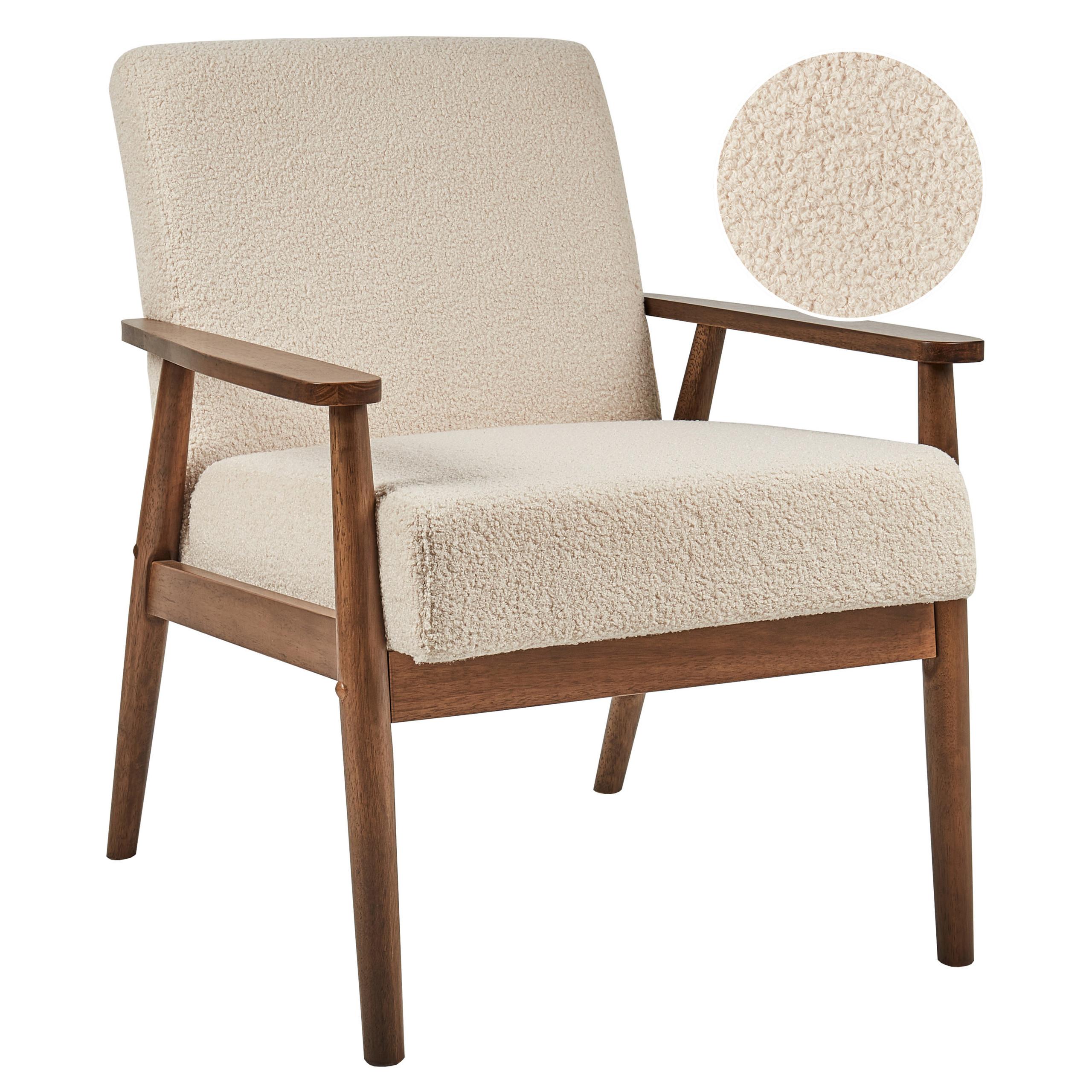 SESSEL Bouclé Dunkelbraun/Beige Esrum - Beige, Textil (62/79/80cm) - Beliani