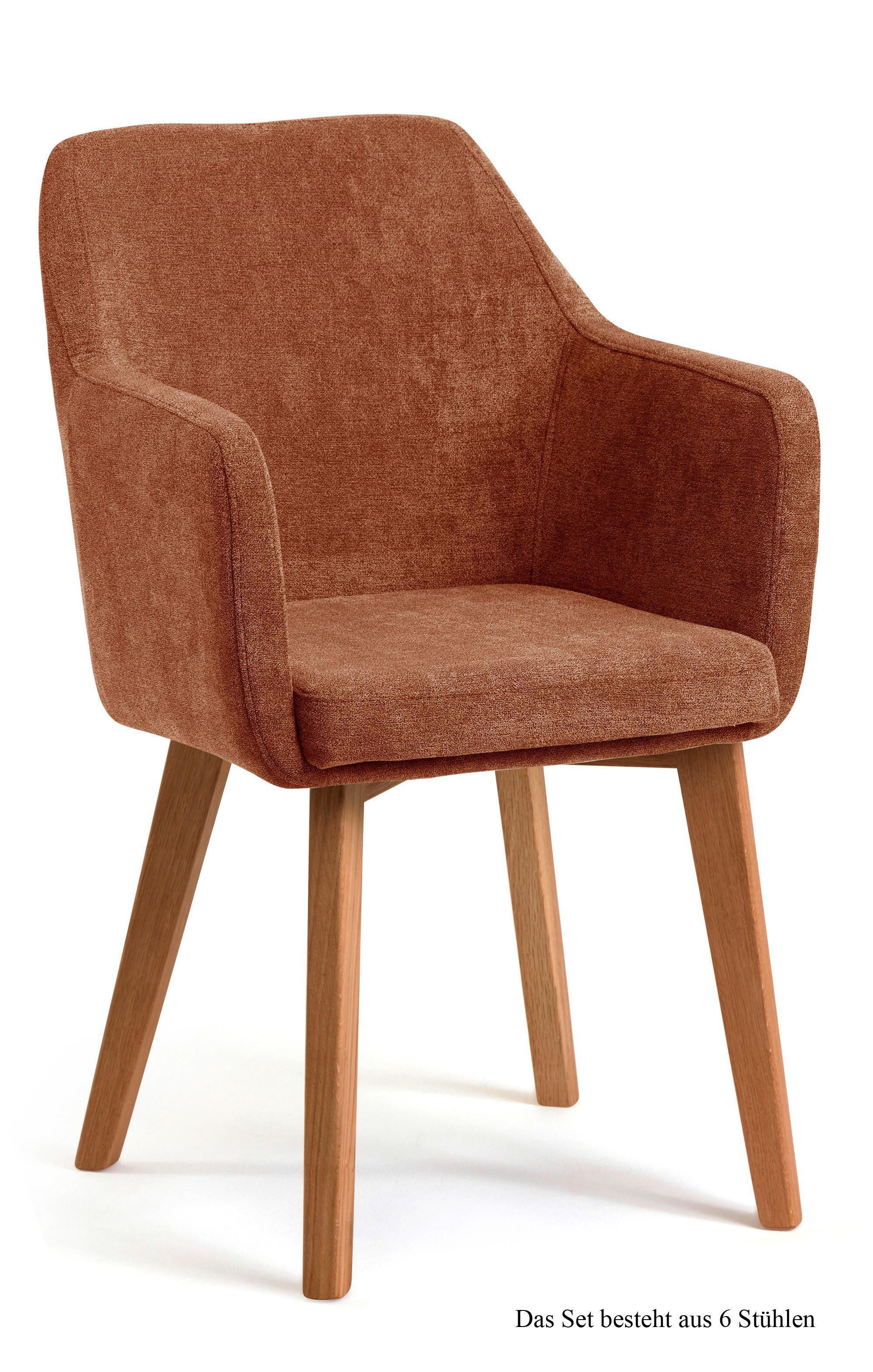 ARMLEHNSTUHL (6er-Set) Darleen 57x87x60 Eiche geölt/Cognac - Cognac/Eichefarben, Kunststoff (60/87/57cm) - 58aufmkessel