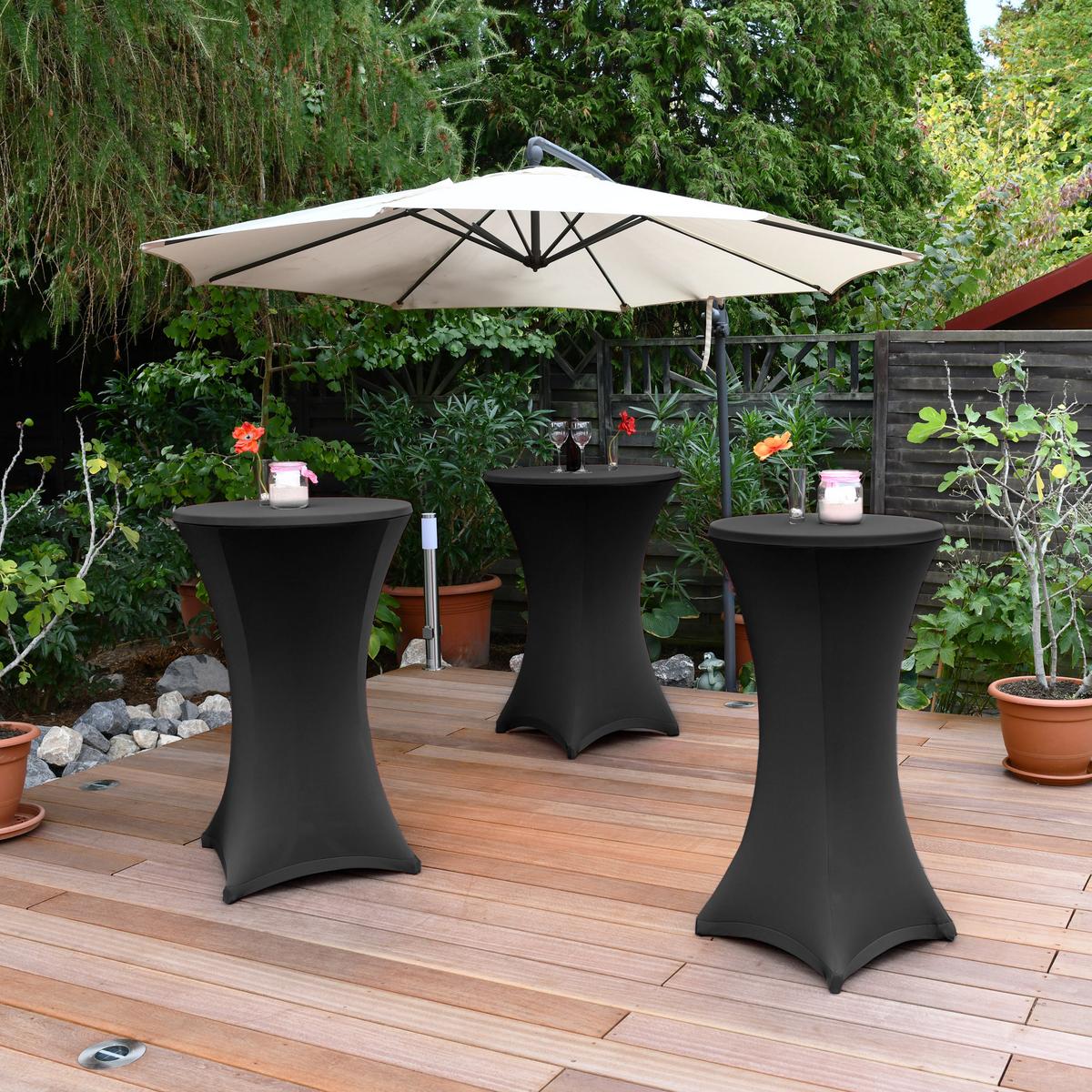 STEHTISCHHUSSE Stella Ø 70 cm Schwarz - Schwarz, Textil (70/120cm)