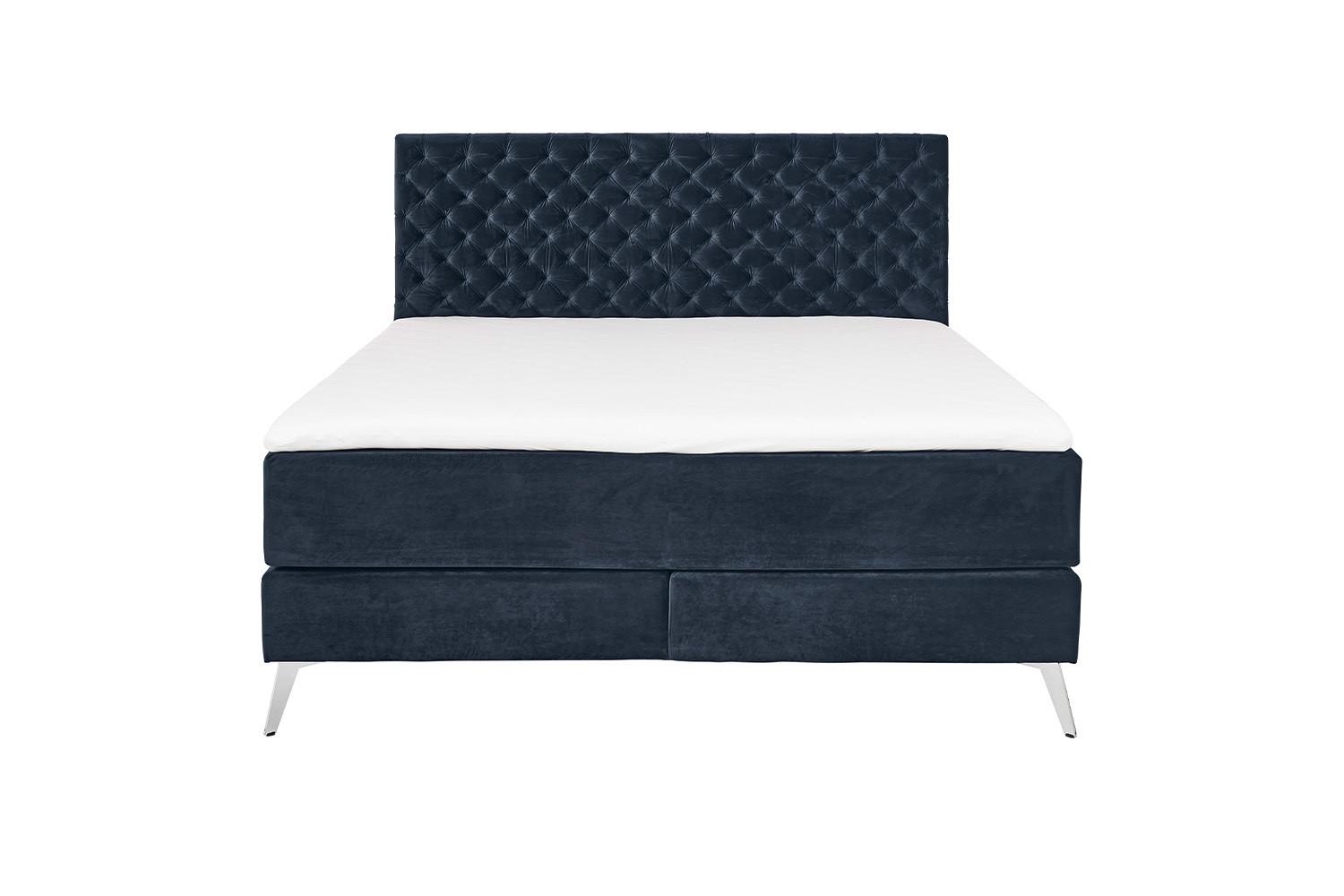 BOXSPRINGBETT SINDAR Blau Webstoff - Dunkelblau, Textil (160/200cm) - KAWOLA