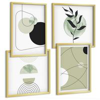 BILDER SET 4er Set - 50x50 cm & 40x60 cm Goldrahmen - Abstrakte Formen und Farben - Goldfarben, Kunststoff (50/50cm) - TULUP