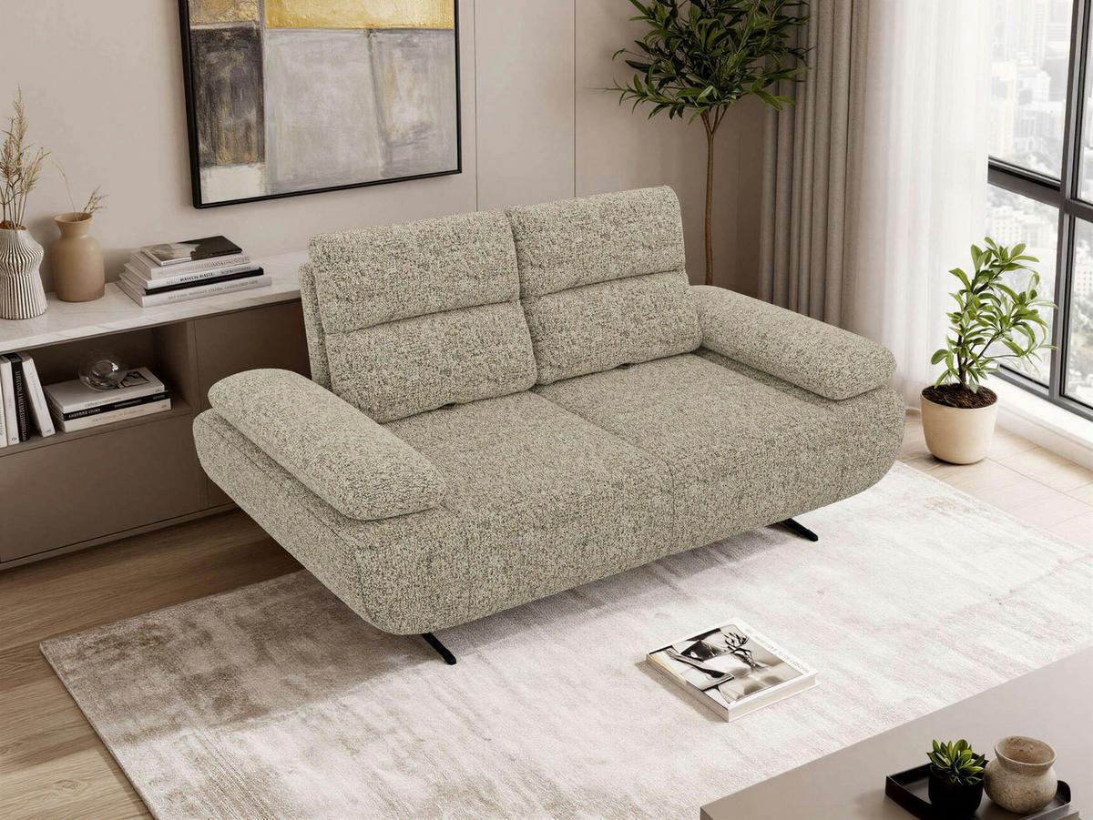 2-SITZER SOFA SORAE - Beige Stukture - Beige/Schwarz, Textil/Metall (182/94/107cm) - MKS