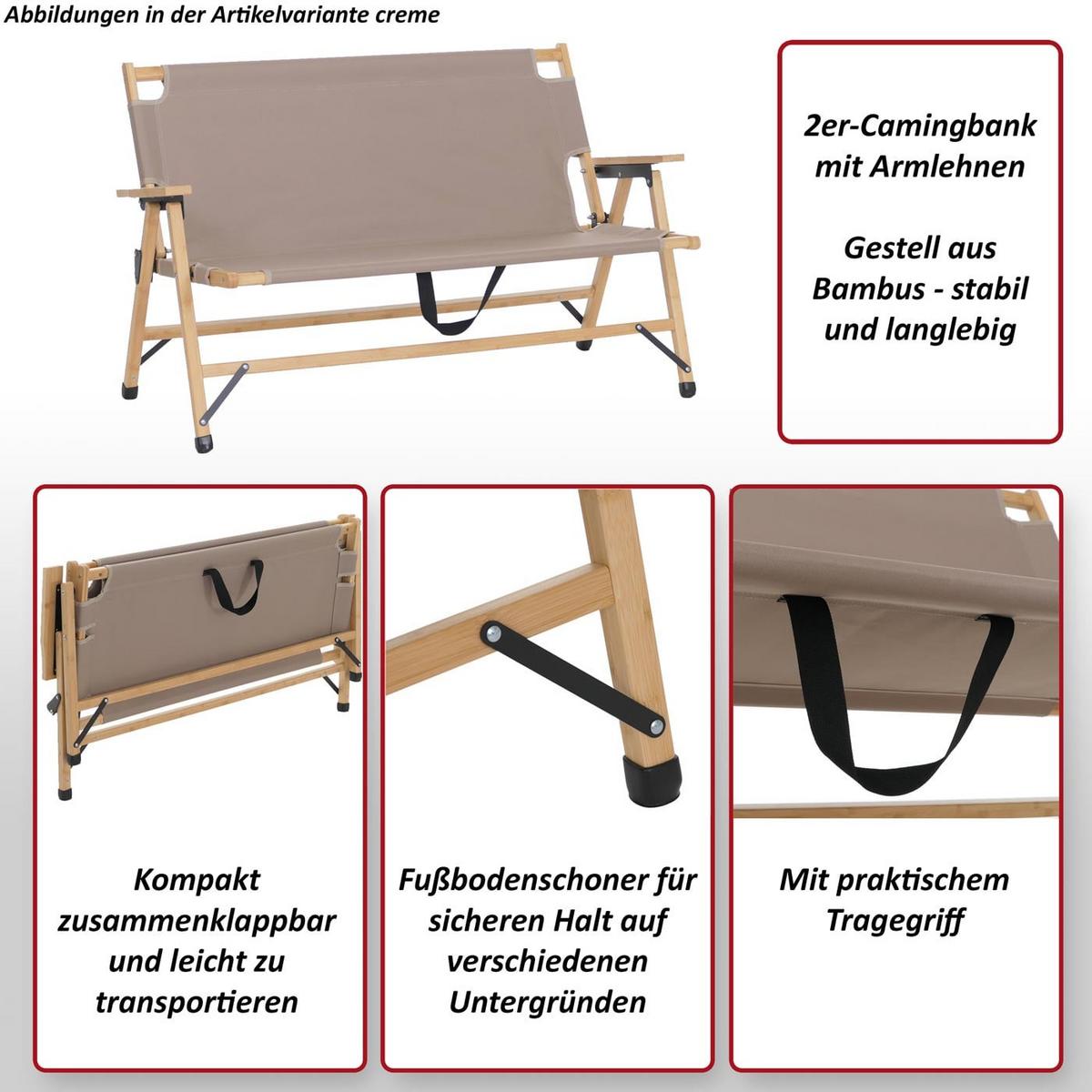 CAMPINGBANK Grün - Grün, Holz (117/69/61cm) - MCW