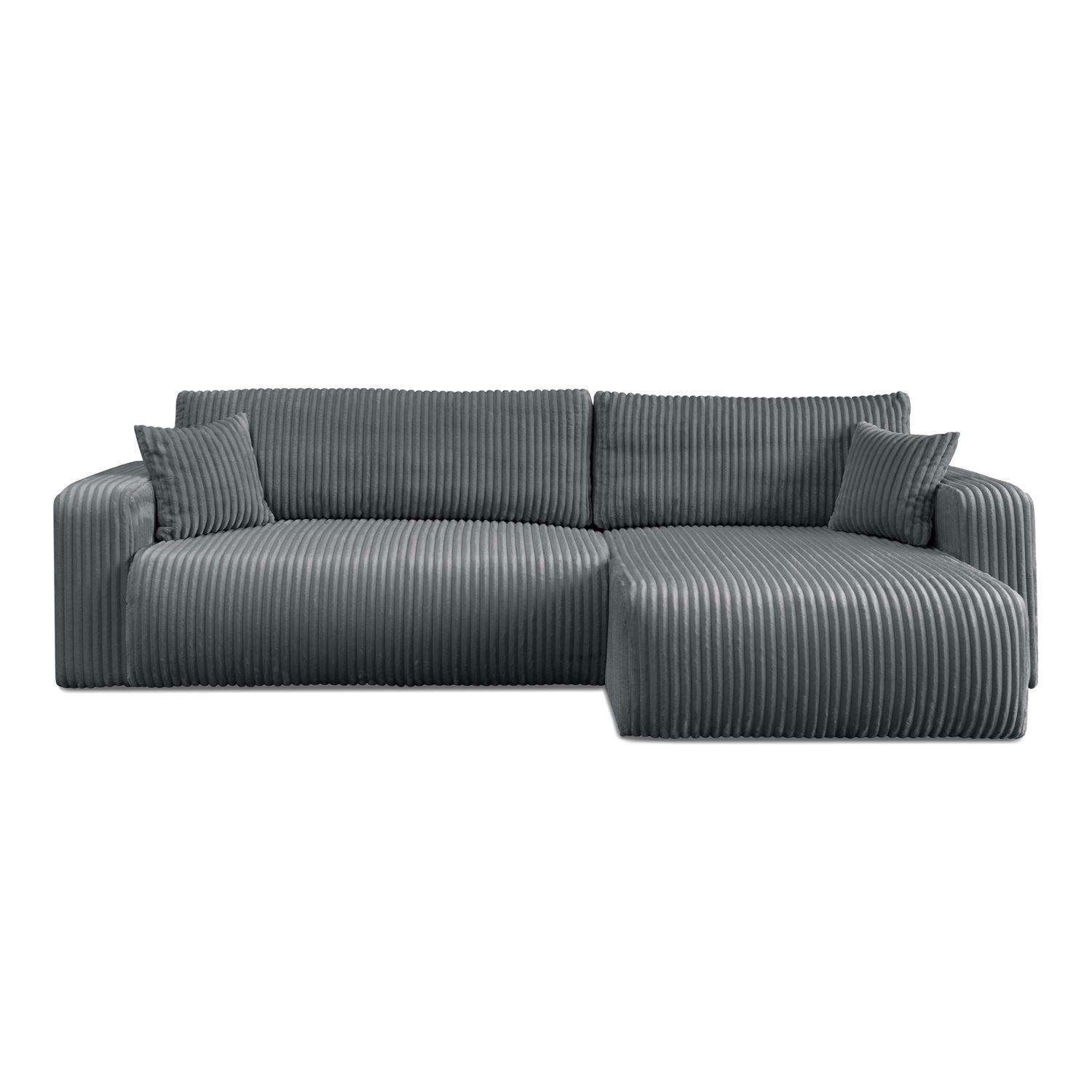 ECKSOFA PRESTIGE SOFT mit Schlaffunktion und Bettkasten, Tilia 85 - Dunkelgrau, Textil (277/143cm) - Lookway