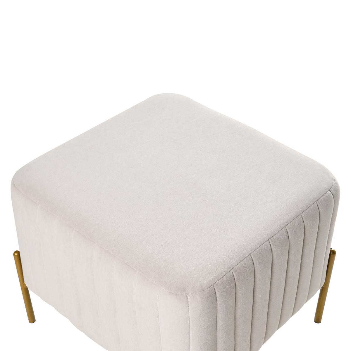 HOCKER Samtstoff Cremeweiß Utah - Weiß, Textil (47/43/47cm) - Beliani