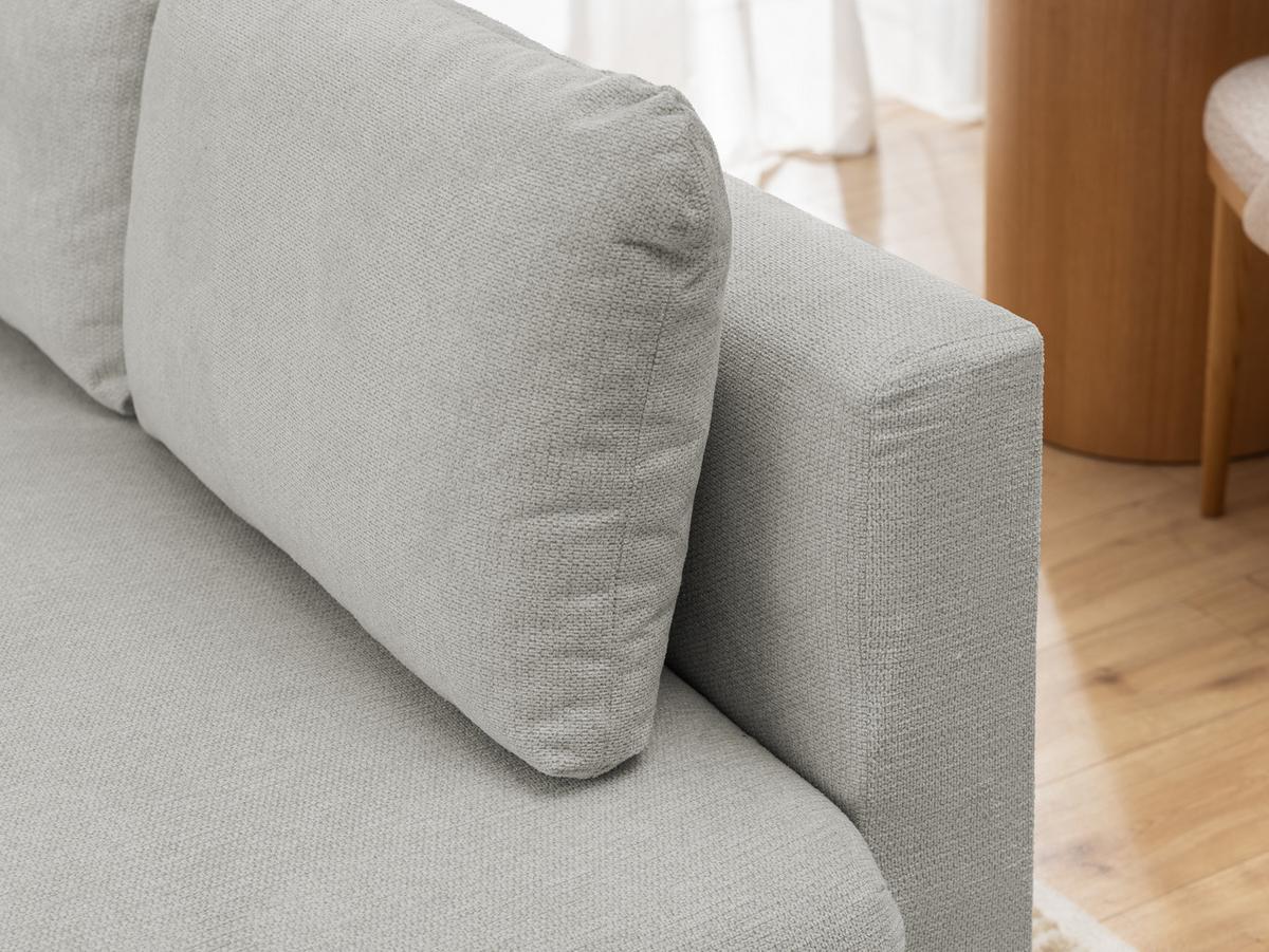 ECKSOFA inkl. Hocker Cardea mit Schlaffunktion in Bubble-Optik aus weichem Hellgrau Strukturstoff und hohem Sitzkomfort - Ottomane rechts - Hellgrau/Schwarz, Holz/Textil (230/170cm) - S-Style Möbel
