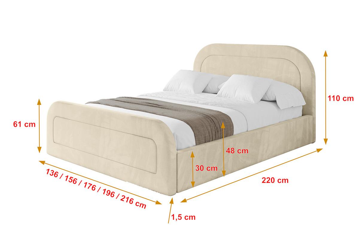 POLSTERBETT mit Bettkasten, Fußteil und Lattenrost, Boxbett ohne Matratze - LERAY-Z 120x200 Beige - Ecru, Holzwerkstoff/Textil (120/200cm) - ALTDECOR