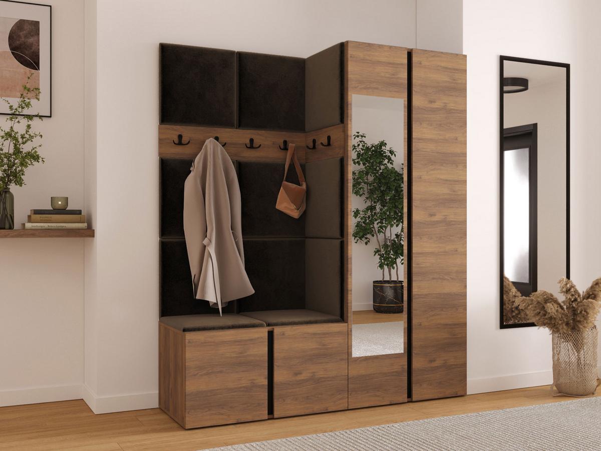 GARDEROBEN-SET Orion XII - Nussbaumfarben/Braun, Holzwerkstoff/Kunststoff (158/186/46cm) - MIRJAN24