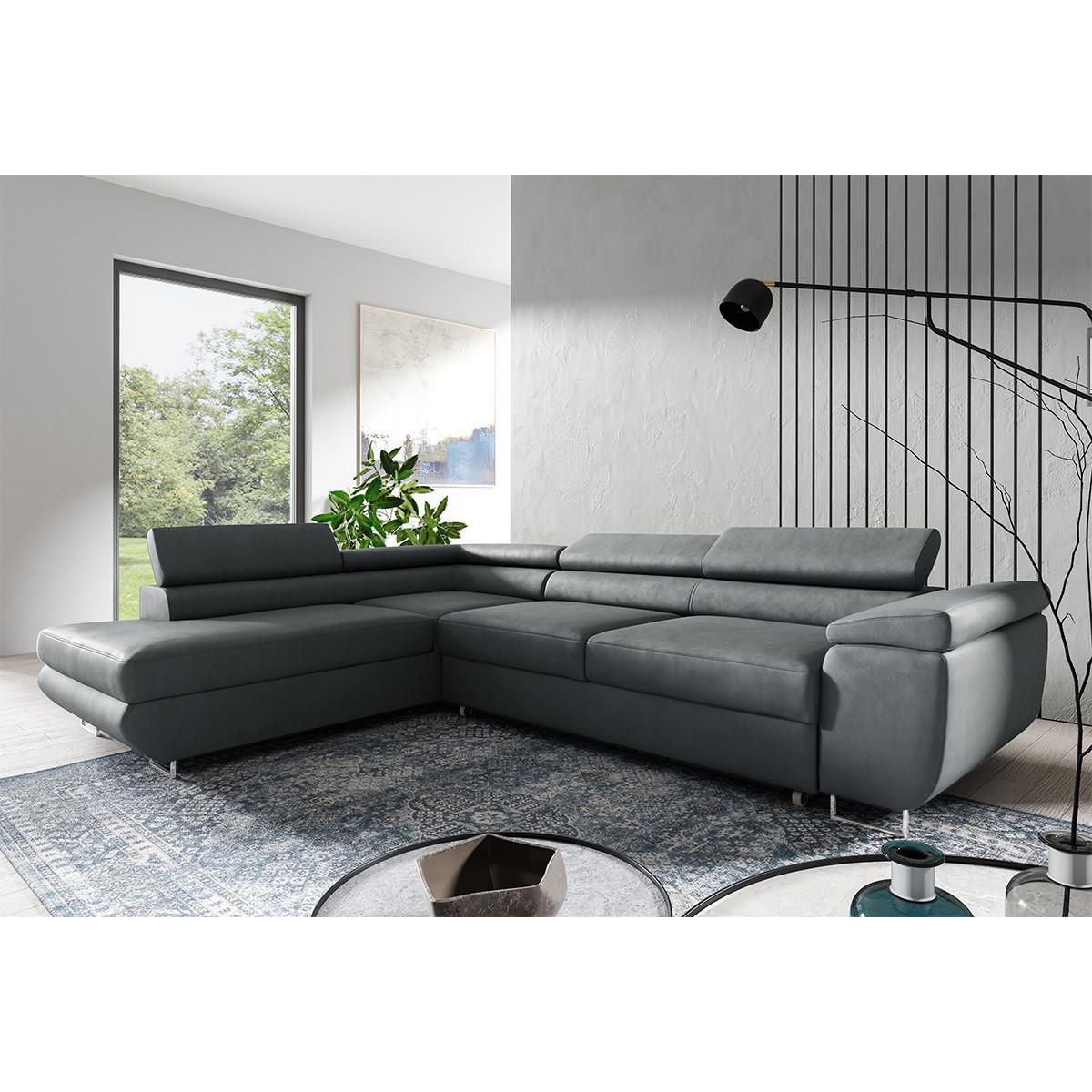ECKSOFA Lyam 4 Sitzplätze Dunkelgrau - Grau, Holzwerkstoff (271/201cm) - Petits-meubles