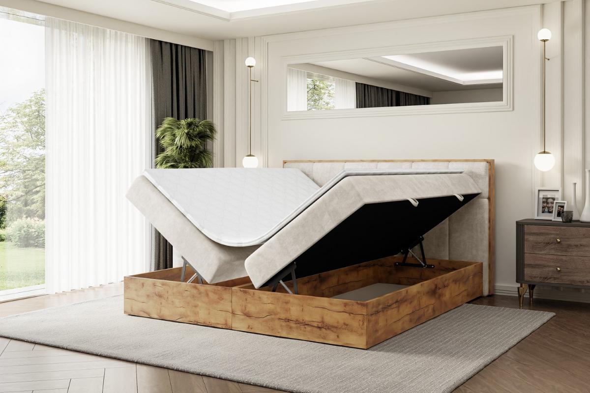 BOXBETT mit Matratze H4 und Lattenrost - LOLLI7 - 180x200 - Beige - Braun, Holzwerkstoff/Kunststoff (180/200cm) - ALTDECOR