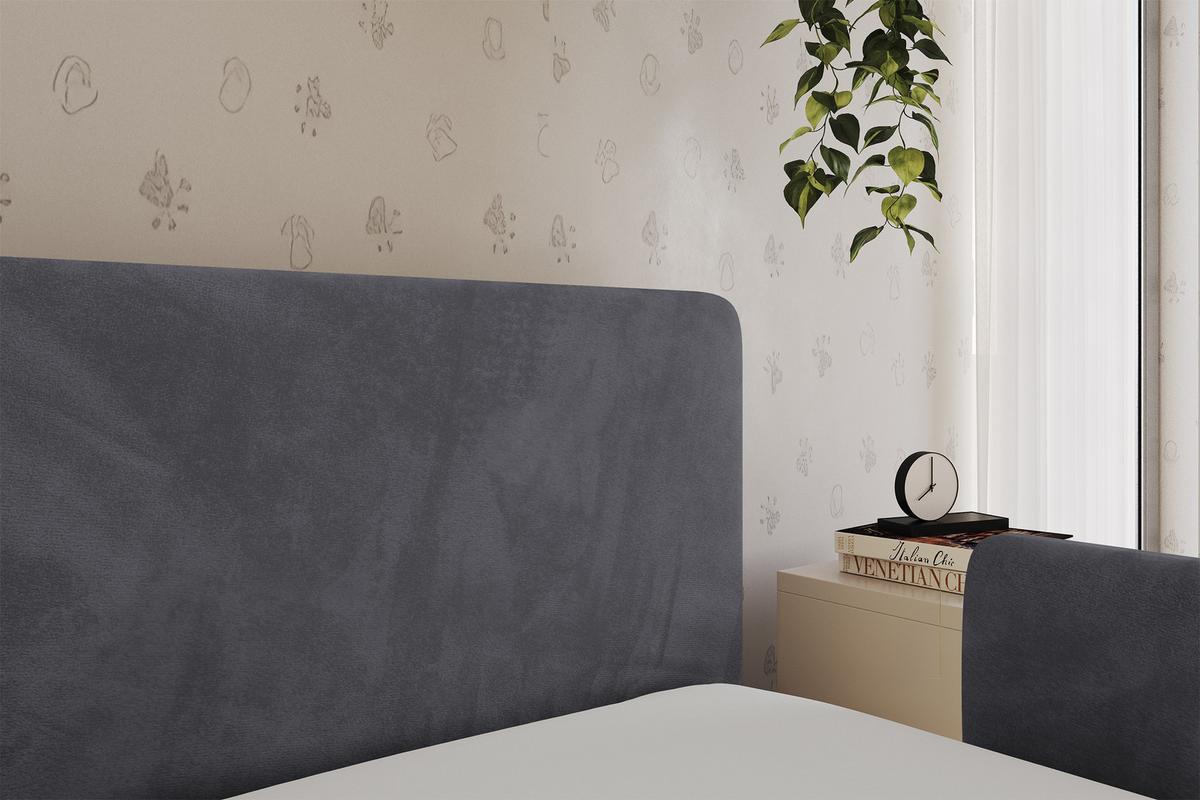 EINZELLBETT Jugendbett mit Bettkasten und Matratze H3/H4, Links - NORY 100x200 Dunkelgrau - Dunkelgrau, Holzwerkstoff/Textil (100/200cm) - ALTDECOR