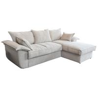ECKSOFA DAMETO Weiß Cord Mit Schlaffunktion - Schwarz/Weiß, Kunststoff/Textil (266/174cm) - KAWOLA