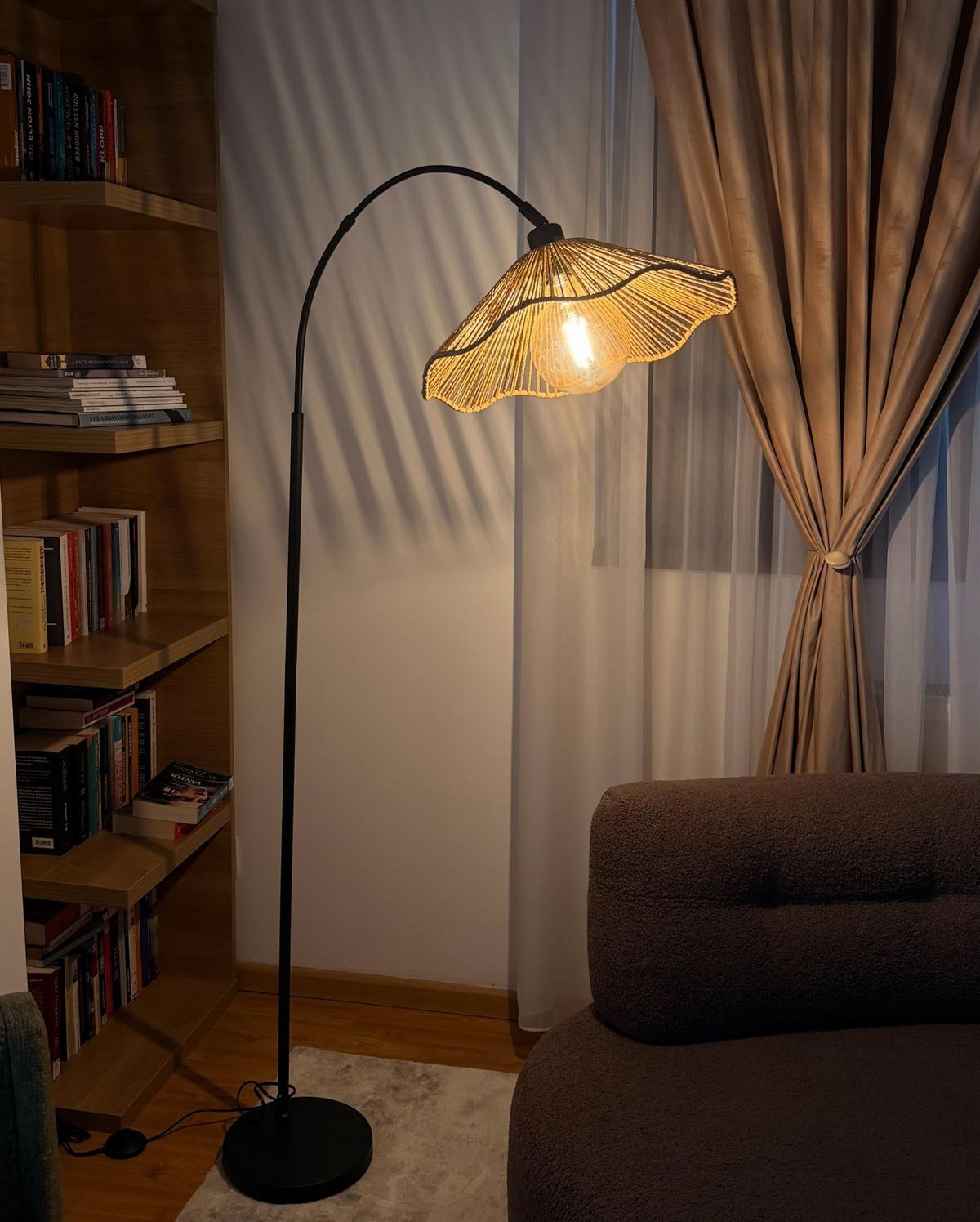 STEHLAMPE Naturfarben Migori - Schwarz/Naturfarben, Papier (40/70/160cm) - Beliani