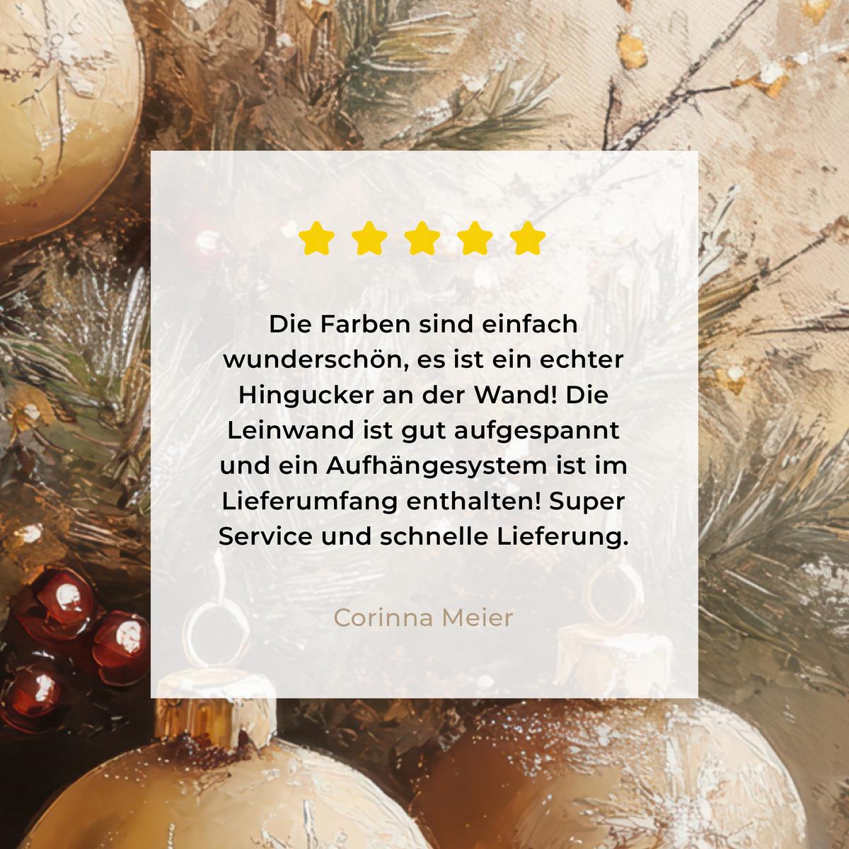LEINWANDBILD Weihnachten - Kugeln - Beige - Gold Wandbild Wohnzimmer 50x50 cm - Goldfarben, Textil (50/50cm) - MuchoWow