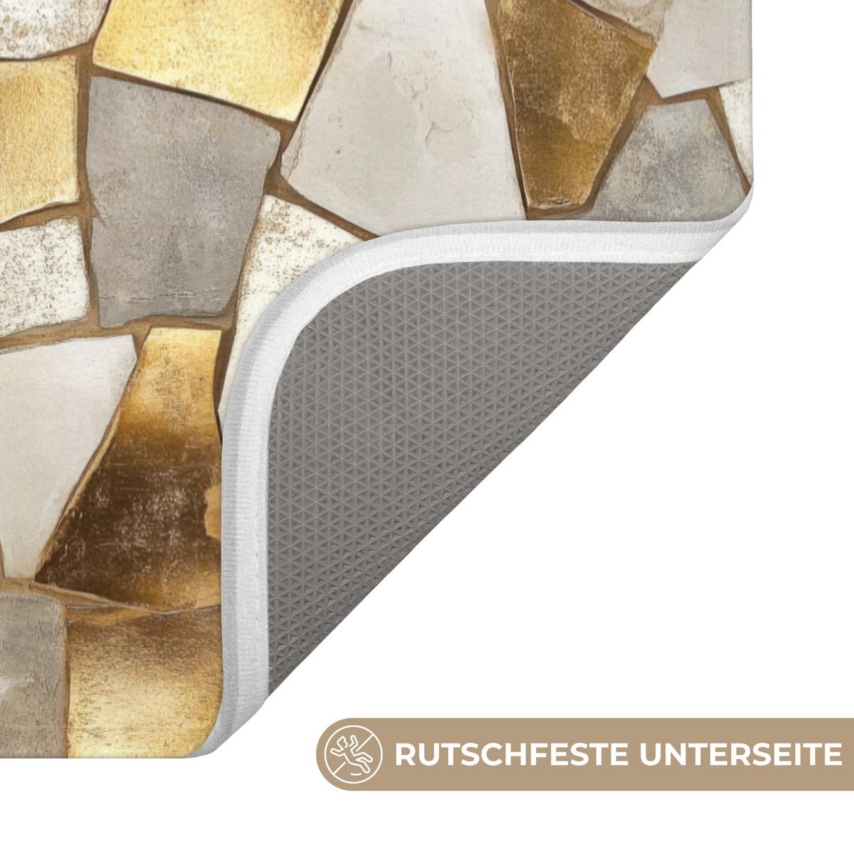 WC-VORLEGER Mosaik - Marmor - Gold WC Teppich 50x80 cm - Champagner, Textil (50/1cm) - OnlyWow