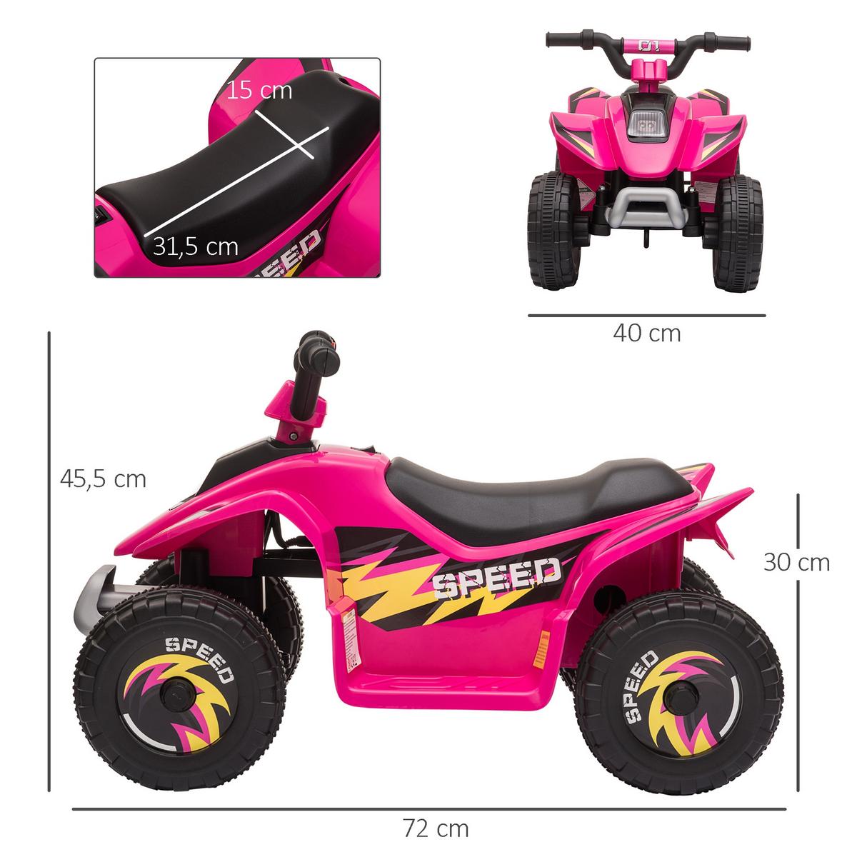 KINDER-ELEKTRO-QUAD Kunststoff Metall Rosa - Rosa, Kunststoff (72/40/45.5cm) - HOMCOM