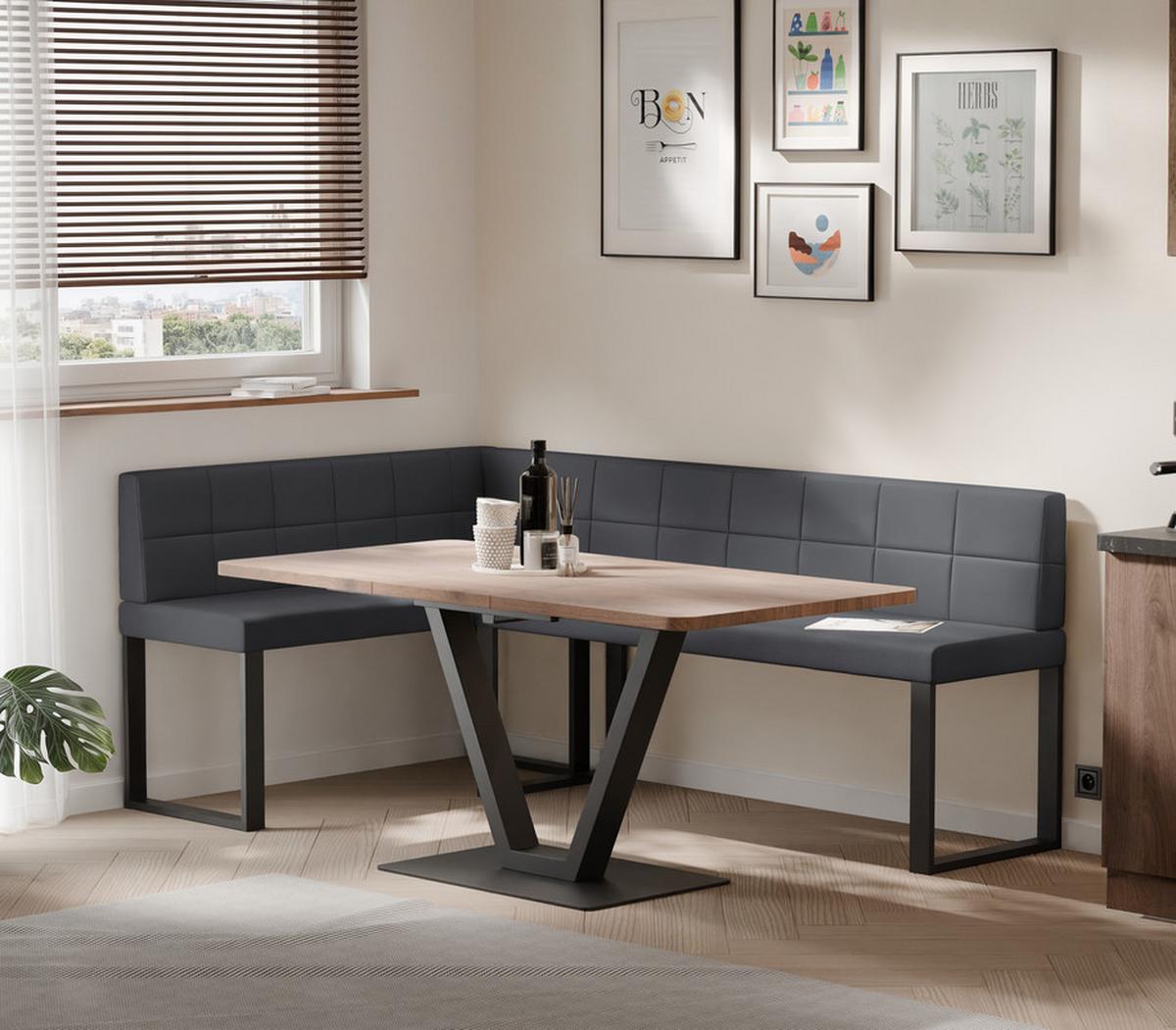 ECKBANK links SANA U Kunstleder gesteppt, 142/196 cm Grau - Grau, Kunststoff/Textil (142/196cm) - Idohome